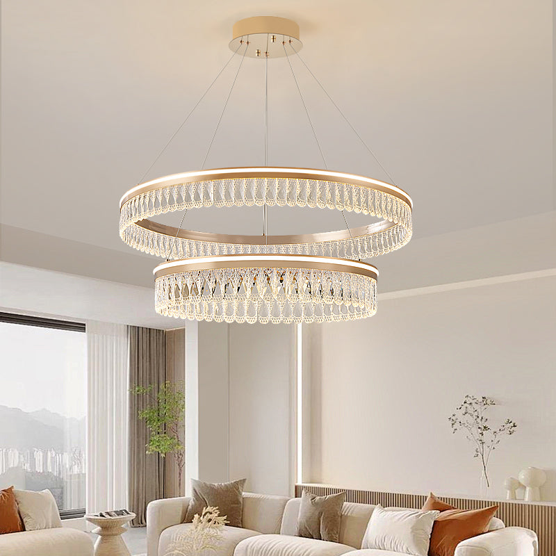 Modern minimalist crystal chandelier, living room light, bedroom light, dining room light.HQC6985/80+60+40