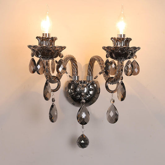 320European style glass candle crystal wall lamp