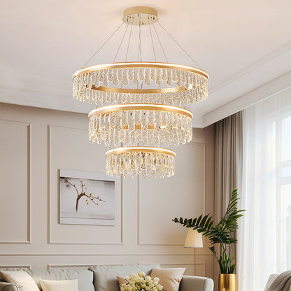 Modern minimalist crystal chandelier, living room light, bedroom light, dining room light.HQC7568/80+60+40
