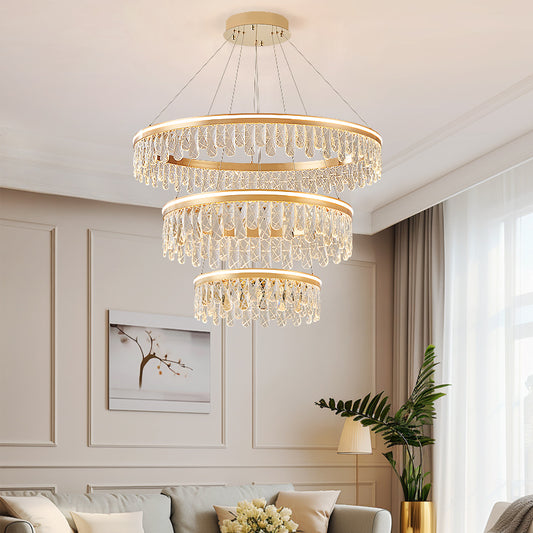 Modern minimalist crystal chandelier, living room light, bedroom light, dining room light.HQC7568/80+60+40