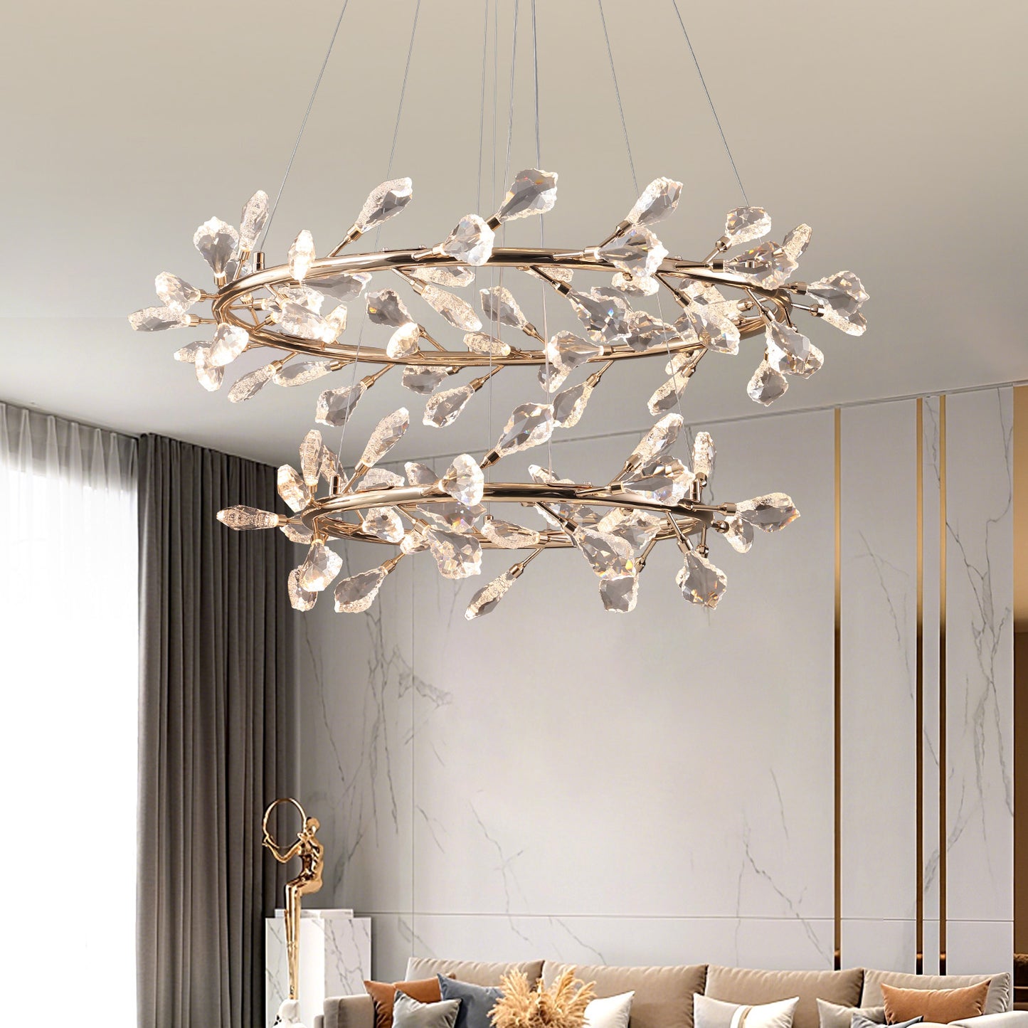 Modern minimalist light luxury crystal chandelier restaurant chandelier living room chandelier