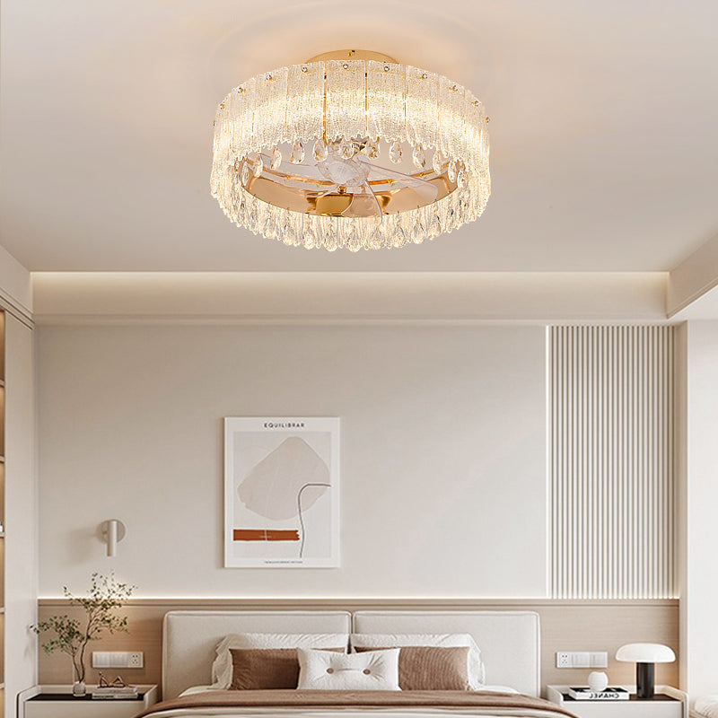 Fan light, dining room light, bedroom light, crystal chandelier, modern minimalist styleHQC4895-5335-6435/X2838-3245