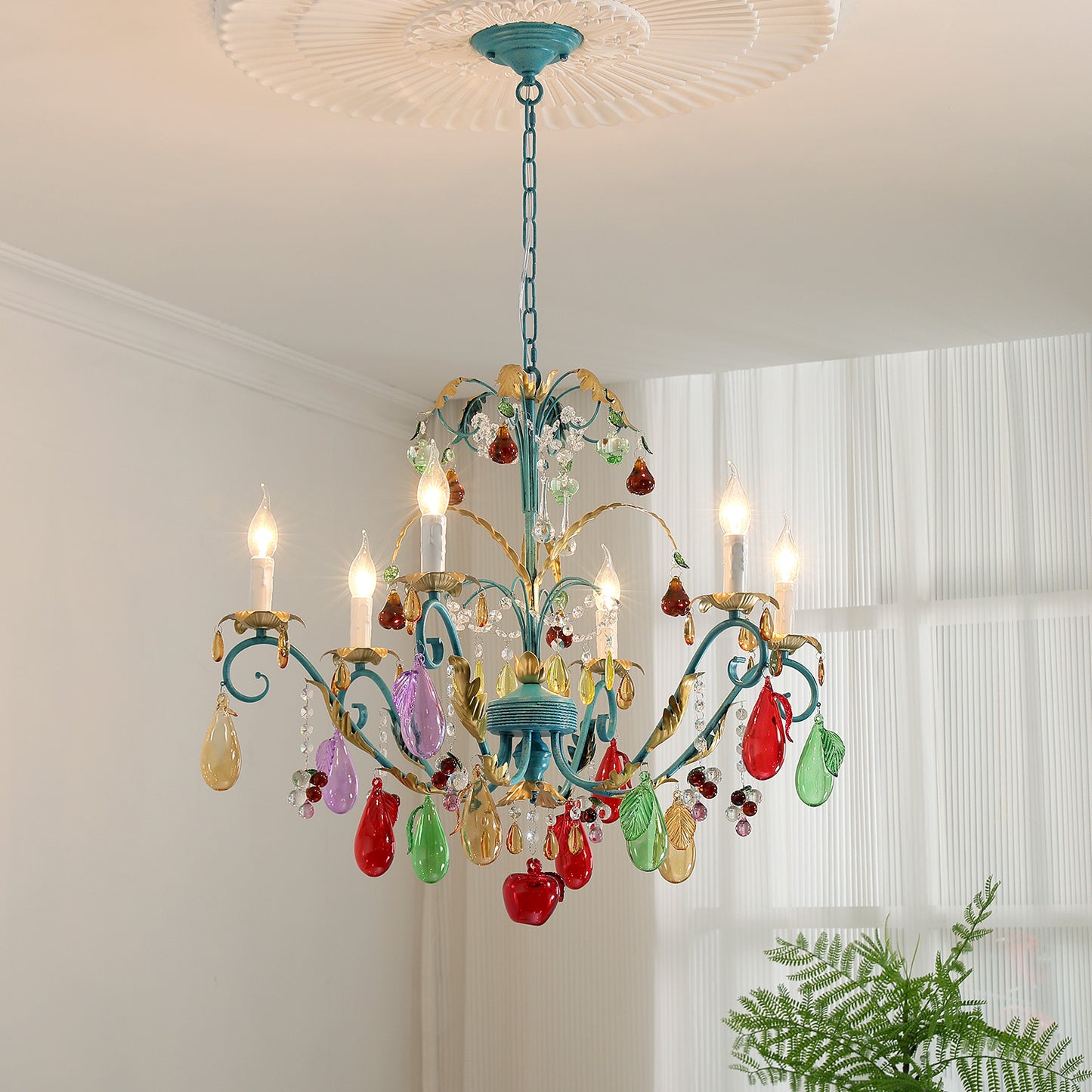 Colorful crystal chandelier, children's room chandelier, crystal lamp