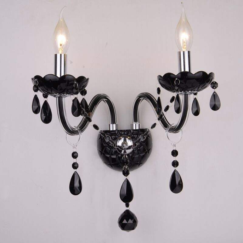 335European style glass candle crystal wall lamp
