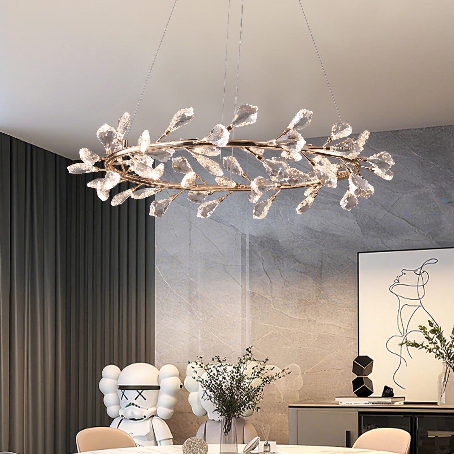 Modern minimalist light luxury crystal chandelier restaurant chandelier living room chandelier