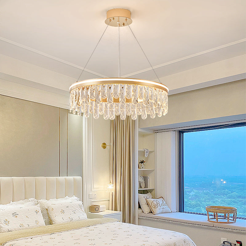 Modern minimalist crystal chandelier, living room light, bedroom light, dining room light.HQC7568/80+60+40