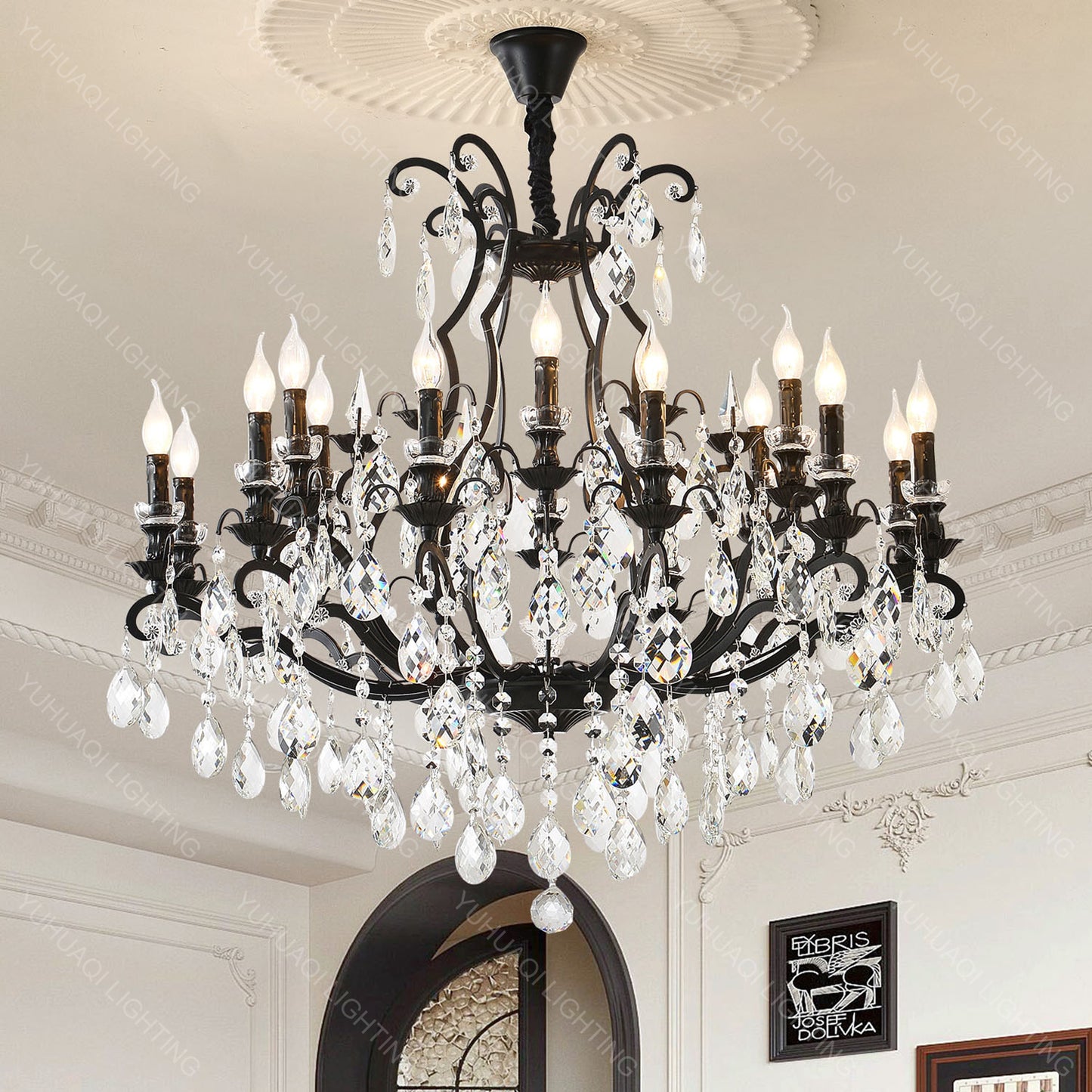 Black Iron Crystal Chandelier HQ9214