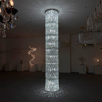 Hotel chandeliers, staircase lights, custom-made crystal chandeliers, crystal columns