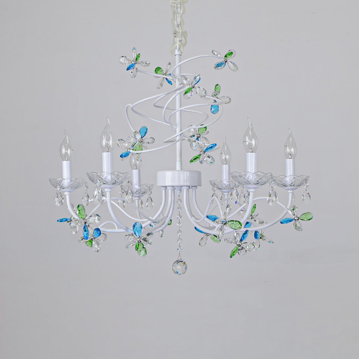 Crystal pendant light  wrought iron living room  modern style
