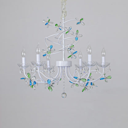 Crystal pendant light  wrought iron living room  modern style