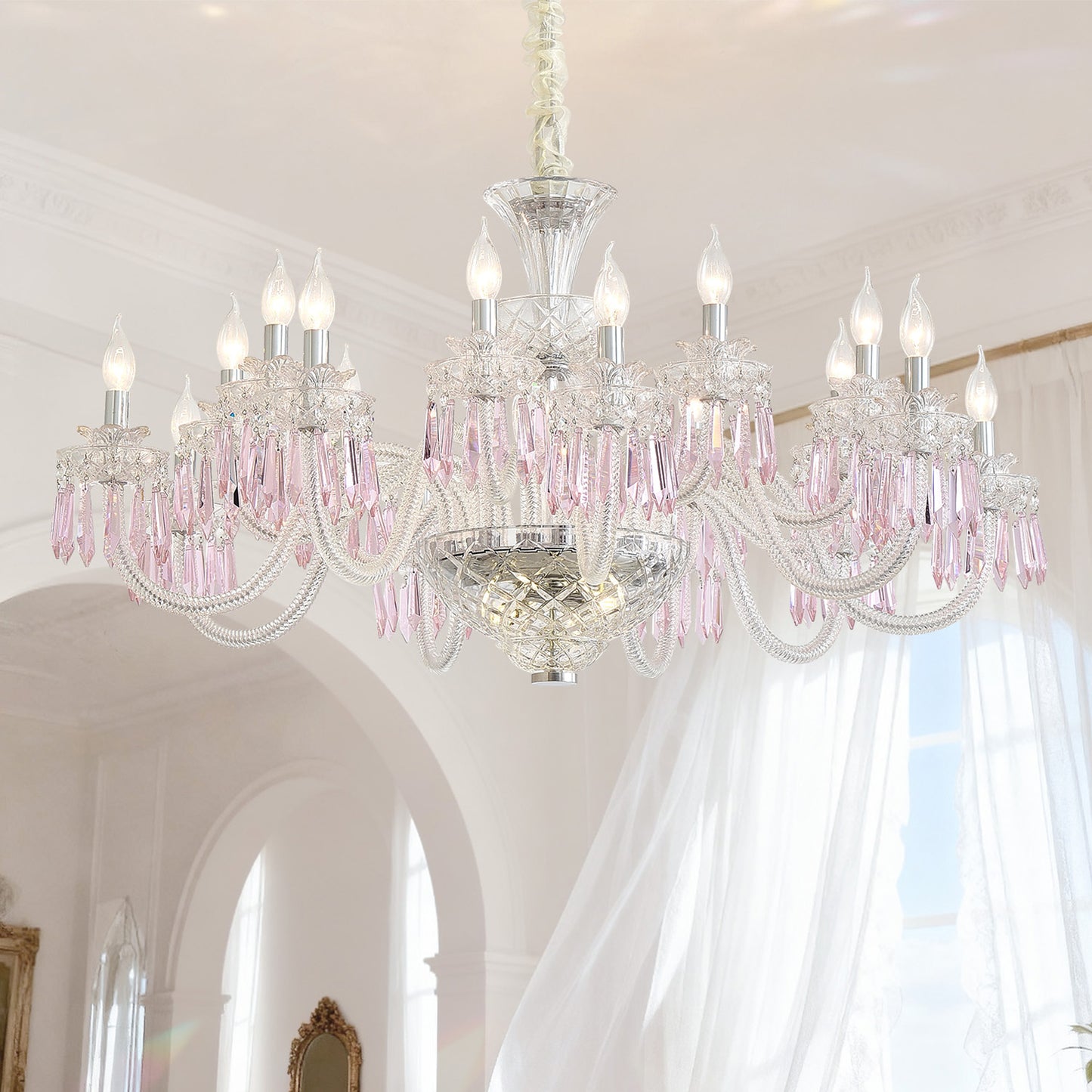 Yuhuaqi Lighting European Simple Candle Crystal Chandelier