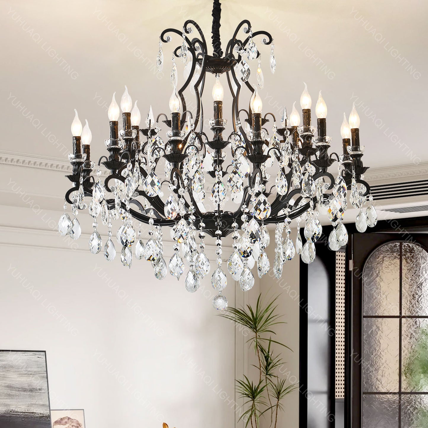 Black Iron Crystal Chandelier HQ9214