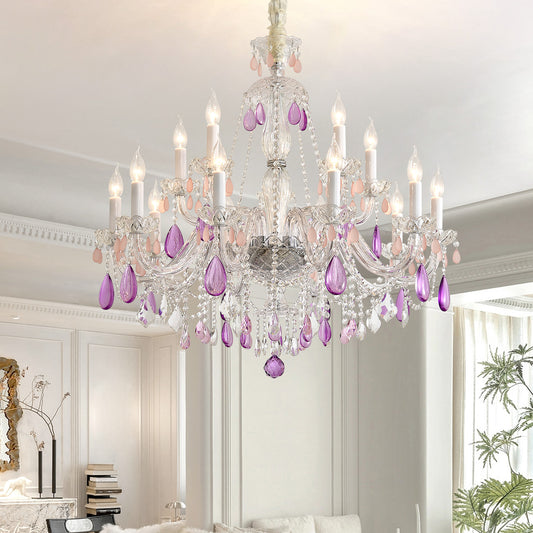 Yuhuaqi Lighting European Candle Crystal Chandelier