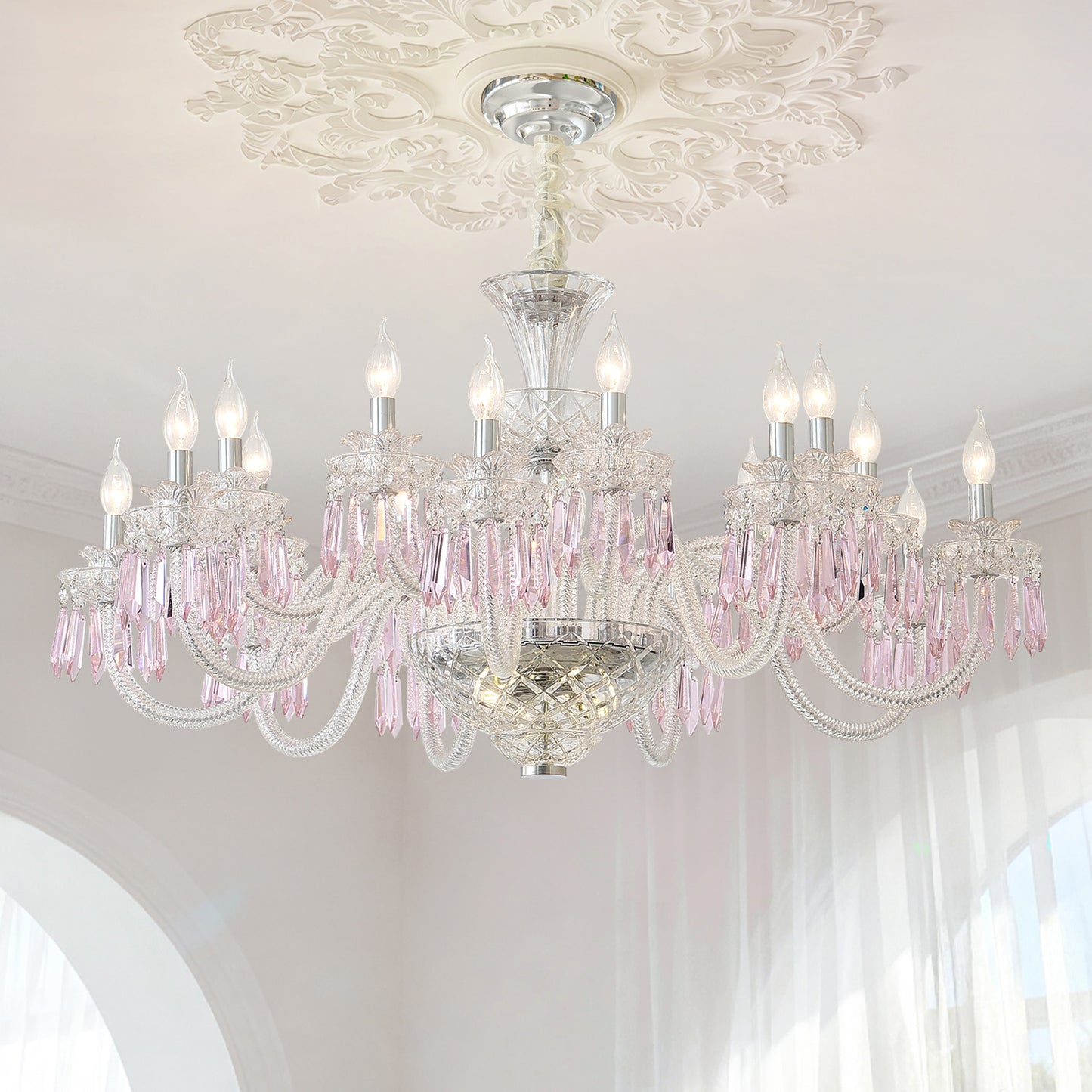Yuhuaqi Lighting European Simple Candle Crystal Chandelier