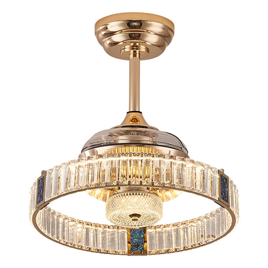 Fan light, dining room light, bedroom light, crystal chandelier, modern minimalist style HQC4125-4400