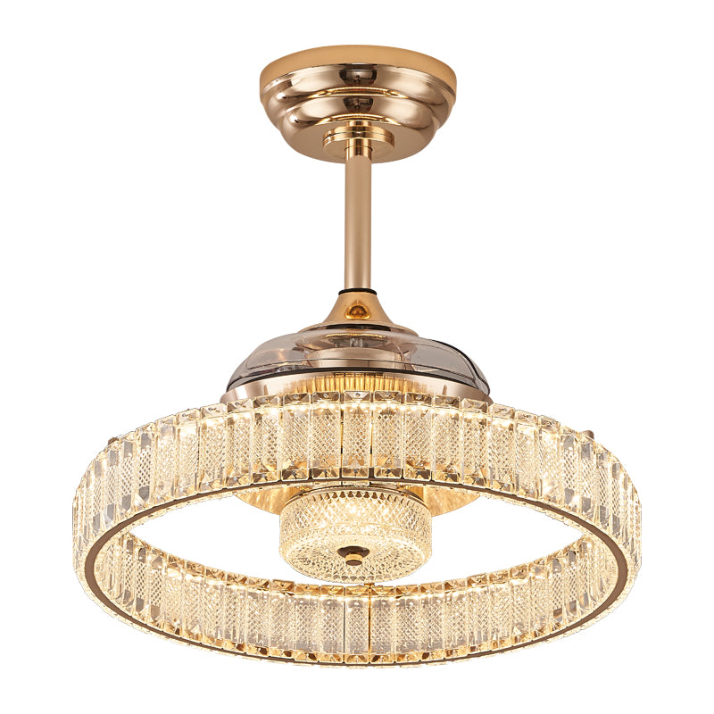 Fan light, dining room light, bedroom light, crystal chandelier, modern minimalist style HQC4070-4345