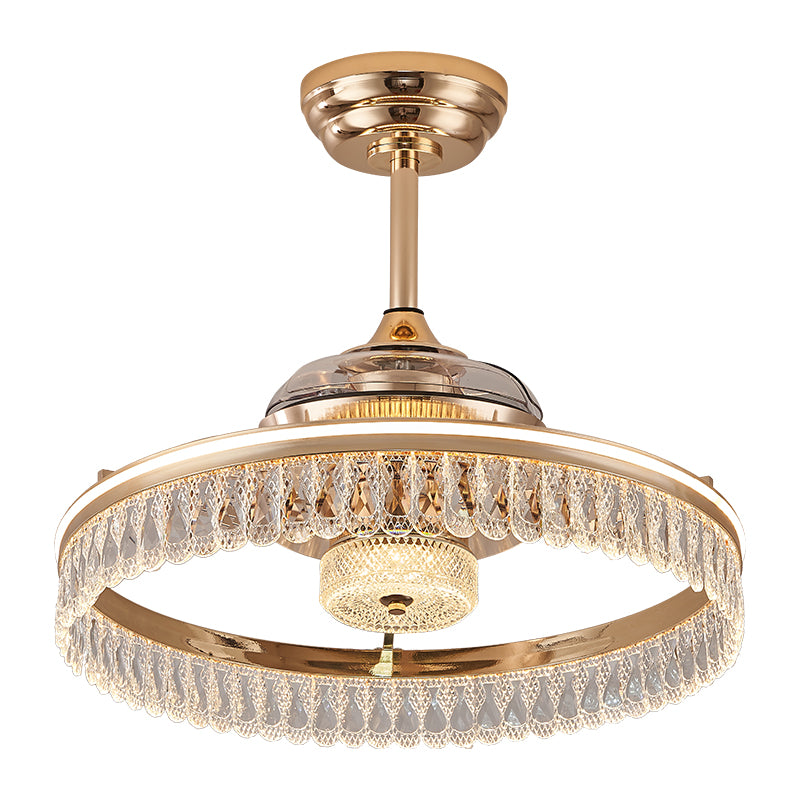 Fan light, dining room light, bedroom light, crystal chandelier, modern minimalist style HQC3795-4290