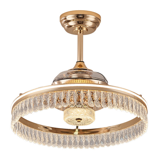 Fan light, dining room light, bedroom light, crystal chandelier, modern minimalist style HQC3795-4290