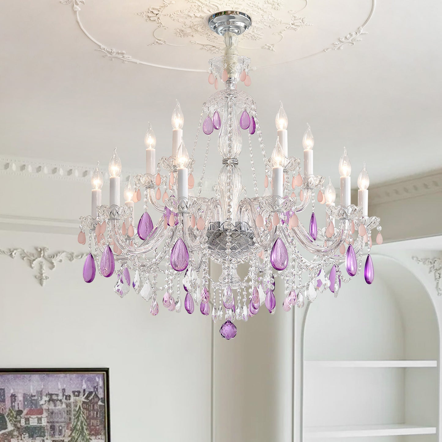 Yuhuaqi Lighting European Candle Crystal Chandelier