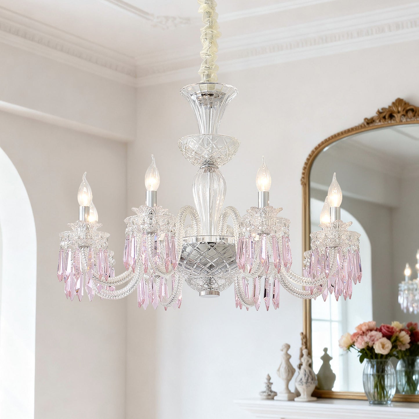 Yuhuaqi Lighting European Simple Candle Crystal Chandelier