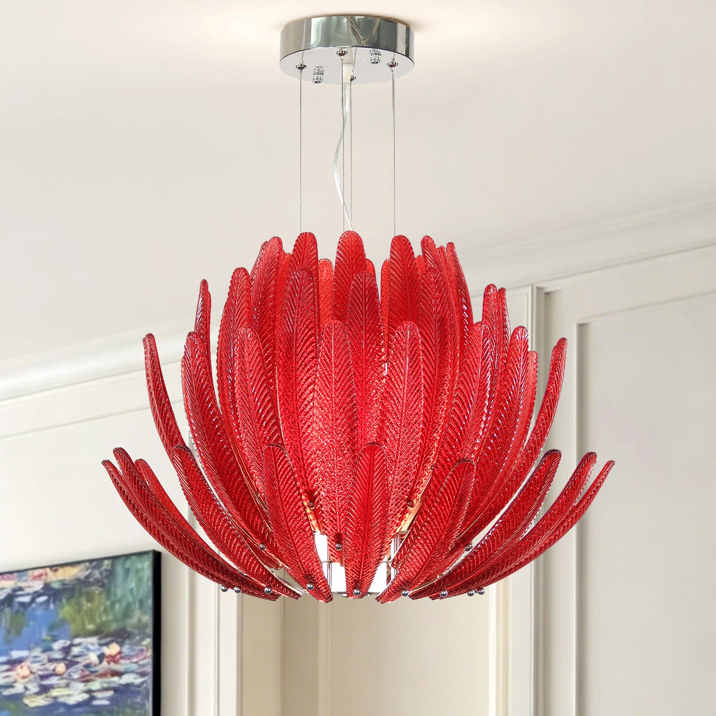 Modern minimalist living room glass pendant light branch shaped crystal light antique bedroom LED light