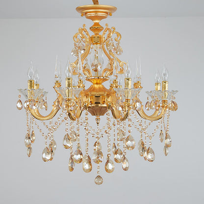 8008European style zinc alloy candle crystal chandelier living room lamp
