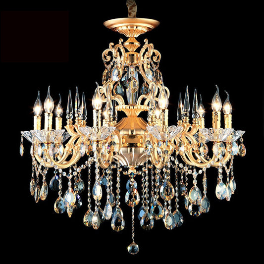 8008European style zinc alloy candle crystal chandelier living room lamp
