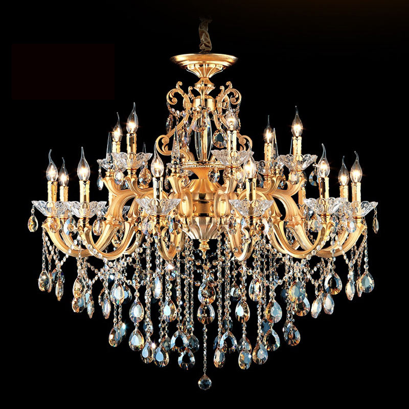 8008European style zinc alloy candle crystal chandelier living room lamp