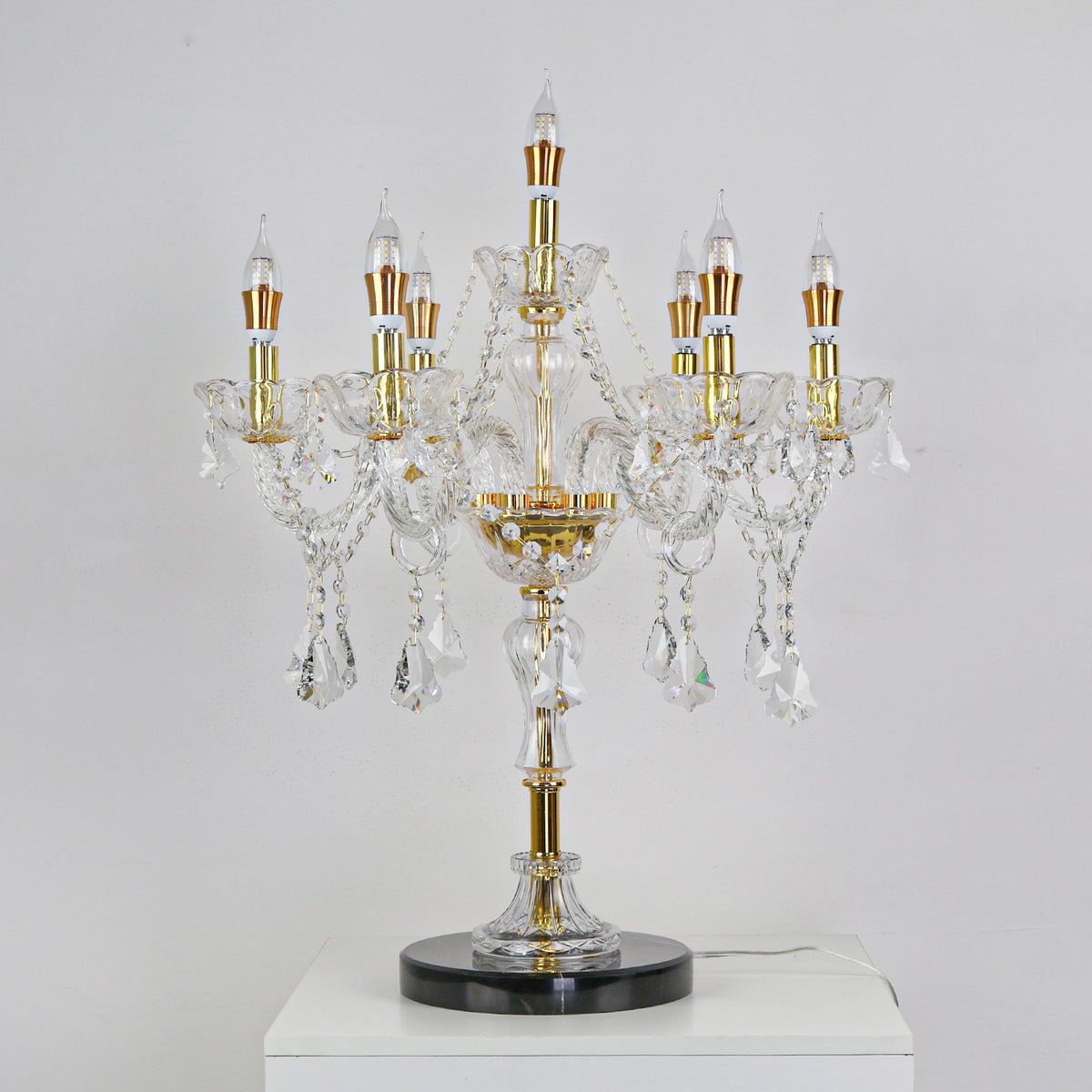 Golden crystal candle desk lamp