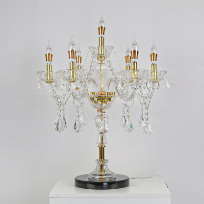 Golden crystal candle desk lamp