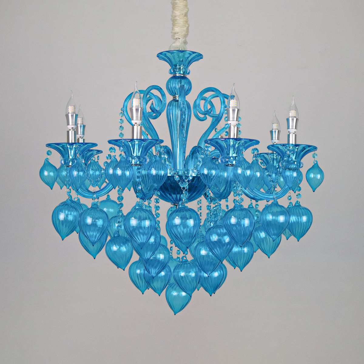 Blue peach crystal chandelier  living room candle light