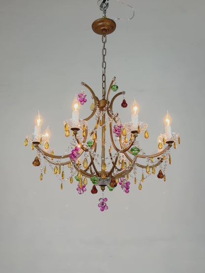 Fruit colored crystal chandelier