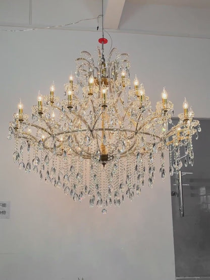 European style candle crystal chandelier villa lamp golden crystal lamp