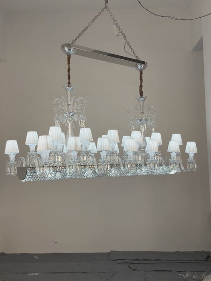 Crystal pendant light for dining room, European style hotel/villa, rectangular dining room light.