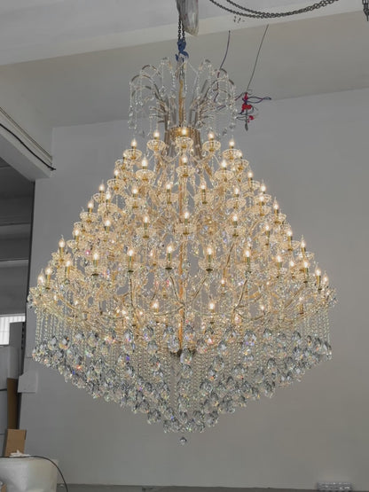 European style candle crystal chandelier villa lamp golden crystal lamp