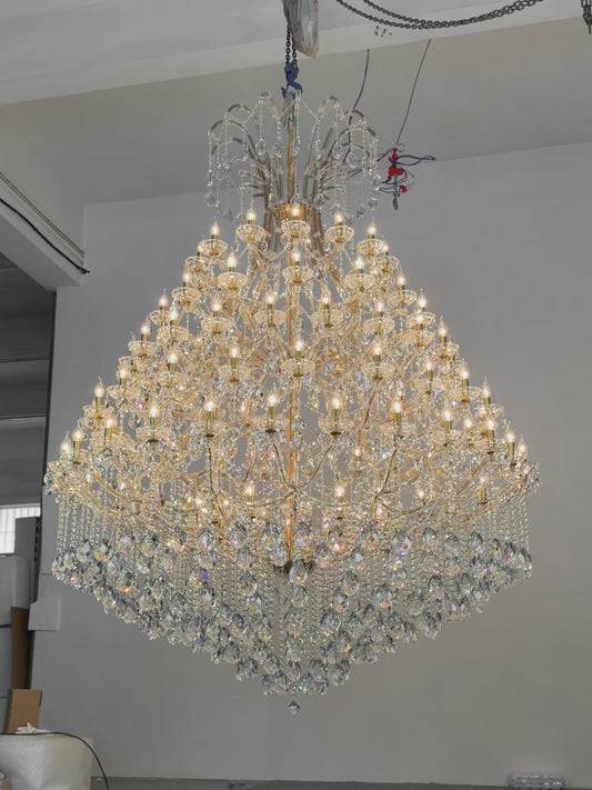 European style candle crystal chandelier villa lamp golden crystal lamp