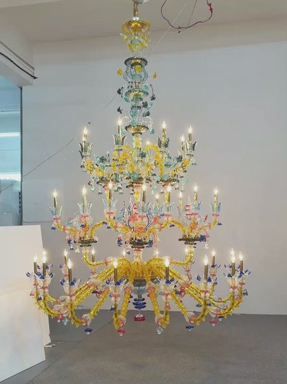 European crystal candle pendant lamp villa
