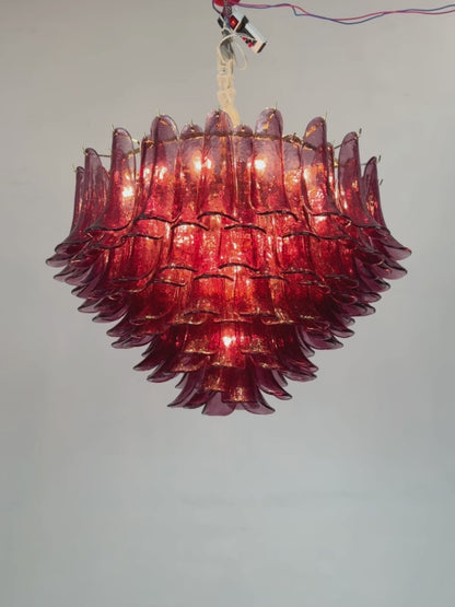 Crystal pendant light in modern red